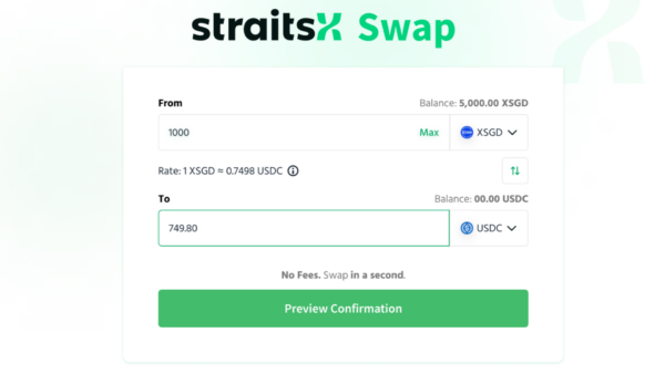 StraitsX Swap Diluncurkan, Permudah Tukar XSGD ke USDC
